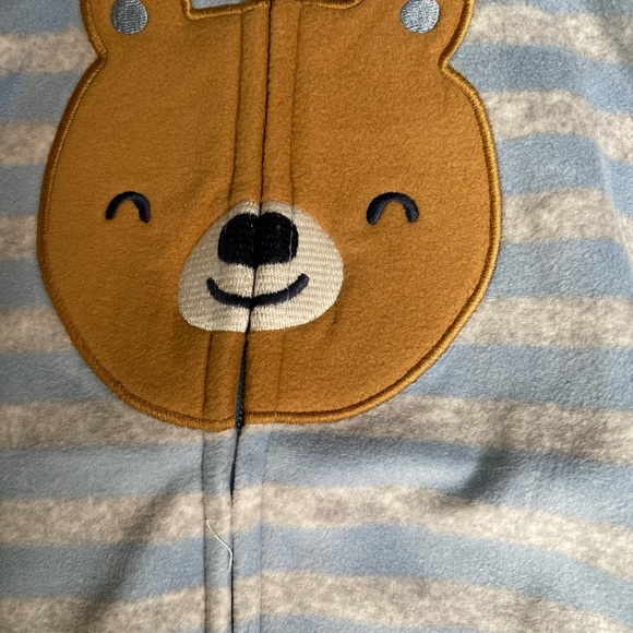 Nwt 6-9 m twins carters teddy bear sleep sack gown boy fleece bathing layette 6m - Picture 5 of 5
